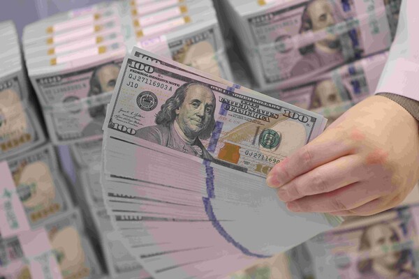  지난달 21일 서울 중구 하나은행 위변조 대응센터에서 직원이 달러화를 정리하고 있다. [사진=연합뉴스]