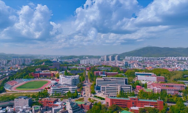 드론으로 촬영한 한남대학교 전경모습 [사진= 한남대]