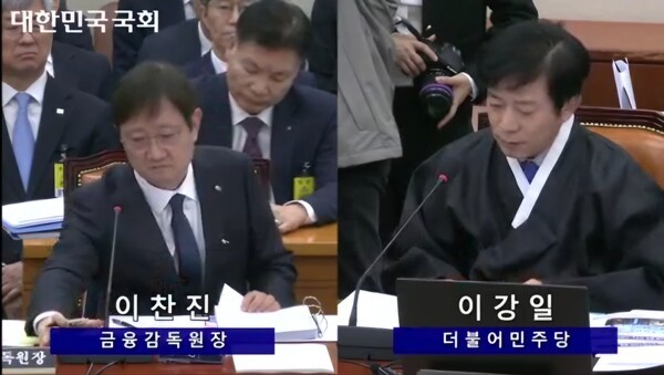 21일 국회 정무위원회 국정감사에 출석한 이찬진 금융감독원장. [사진=국회 인터넷의사중계시스템 생중계 갈무리]