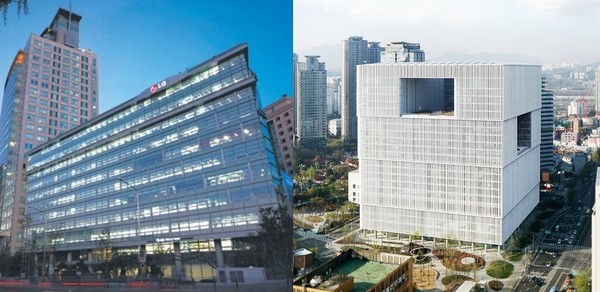 LG생활건강(왼쪽)과 아모레퍼시픽 사옥 전경. [사진=각 사]