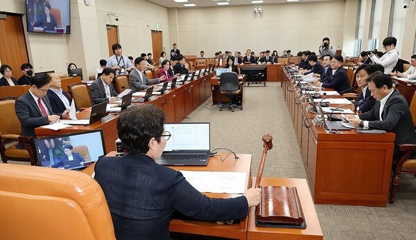 지난 9월 8일 국회 기획재정위원회 전체회의에서 국민의힘 소속 임이자 위원장이 국가재정법 일부개정법률안, 담배사업법 일부개정법률안 등 안건을 상정하고 있다. [사진=연합뉴스]